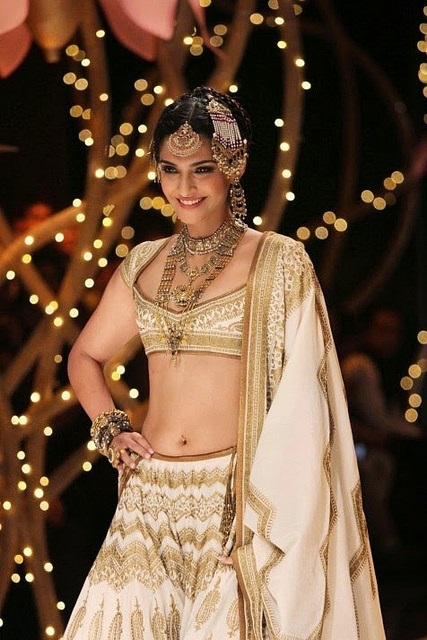 Die schöne Bollywood-Schauspielerin Sonam Kapoor in traditionell indischer Kleidung
